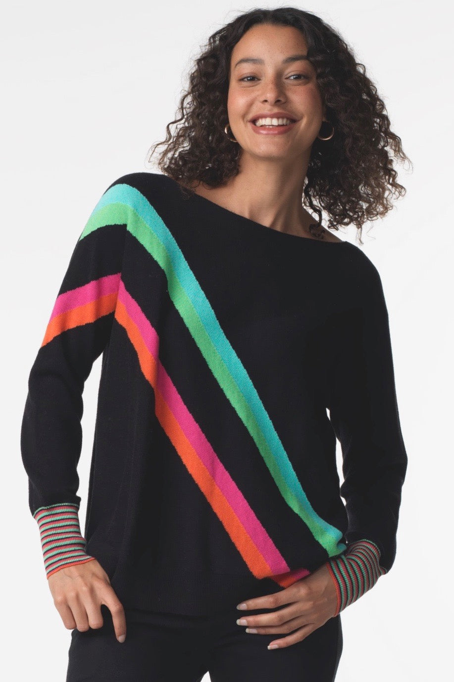 Zaket & Plover Zaket & Plover - Rainbow Sweater - Black available at The Good Life Boutique