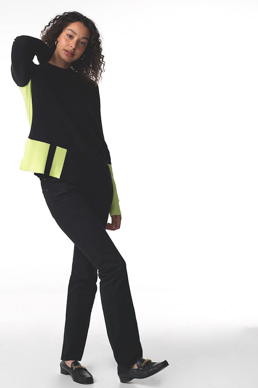 Zaket & Plover Zaket & Plover - Bi Color Sweater - Black available at The Good Life Boutique