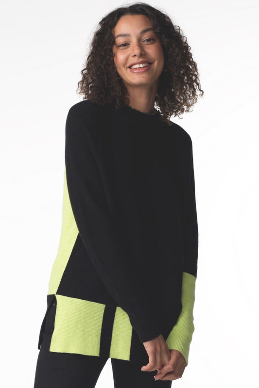 Zaket & Plover Zaket & Plover - Bi Color Sweater - Black available at The Good Life Boutique