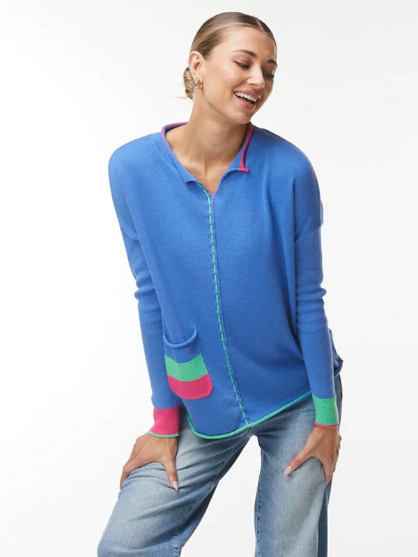 Zaket & Plover Zaket & Plover - Chord Detail Sweater - Cornflower available at The Good Life Boutique