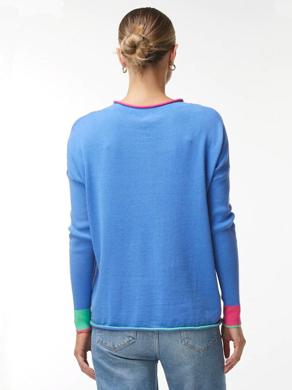 Zaket & Plover Zaket & Plover - Chord Detail Sweater - Cornflower available at The Good Life Boutique
