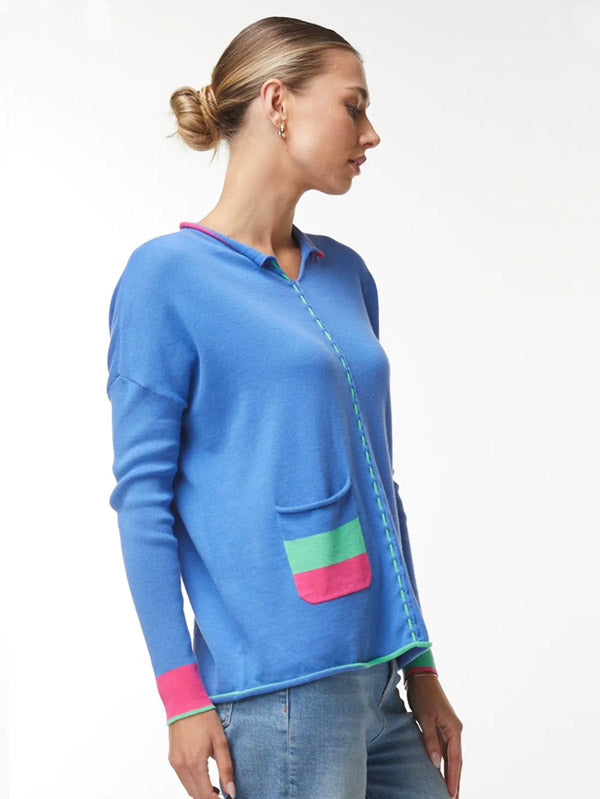 Zaket & Plover Zaket & Plover - Chord Detail Sweater - Cornflower available at The Good Life Boutique