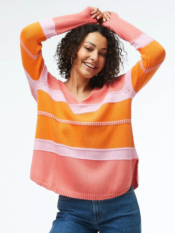 Zaket & Plover Zaket & Plover - Cotton V Sweater - Melon available at The Good Life Boutique
