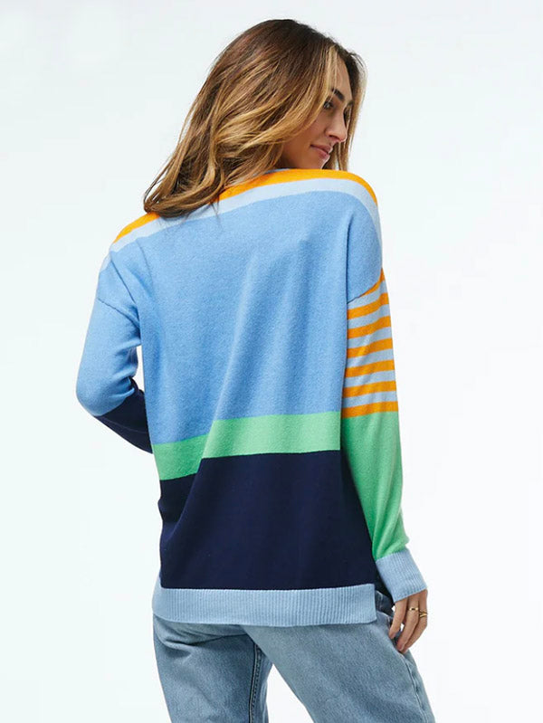 Zaket & Plover Zaket & Plover - Fun Stripe Sweater - SKY available at The Good Life Boutique