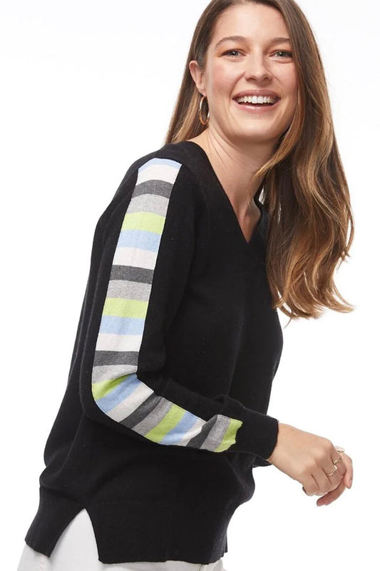 Zaket & Plover Zaket & Plover - Ladder Sleeve Sweater - Black Combo available at The Good Life Boutique