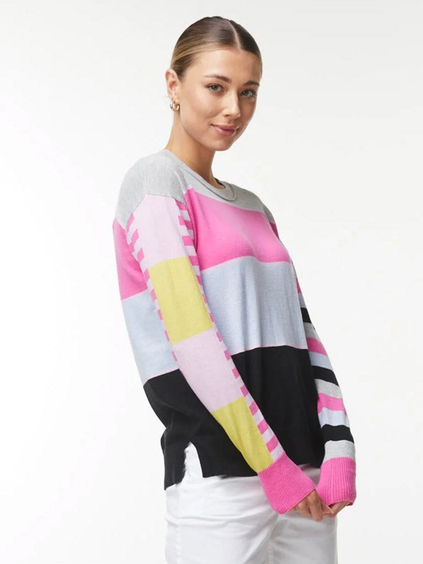 Zaket & Plover Zaket & Plover - Multi Stripe Sweater - Black available at The Good Life Boutique