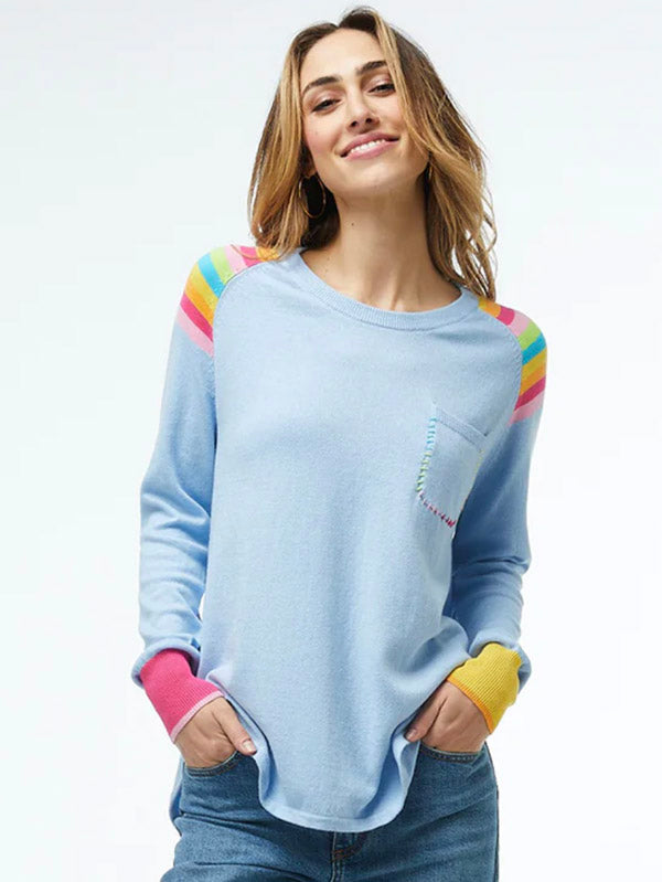 Zaket & Plover Zaket & Plover - Stitch Pocket Sweater - SKY available at The Good Life Boutique