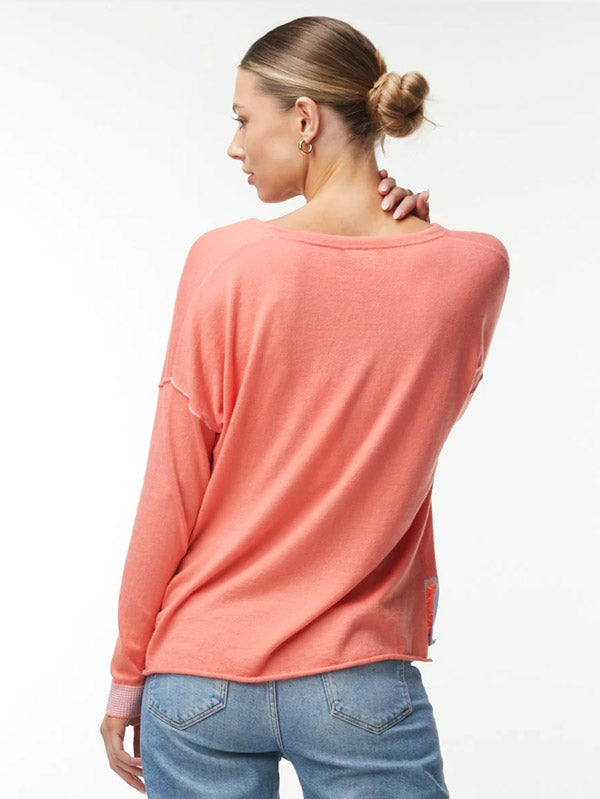Zaket & Plover Zaket & Plover - Tie Detail Sweater - Papaya available at The Good Life Boutique