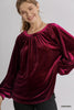 Umgee USA, Inc. Velvet Round Neck Long Sleeve Top with Keyhole Detail - Sangria available at The Good Life Boutique