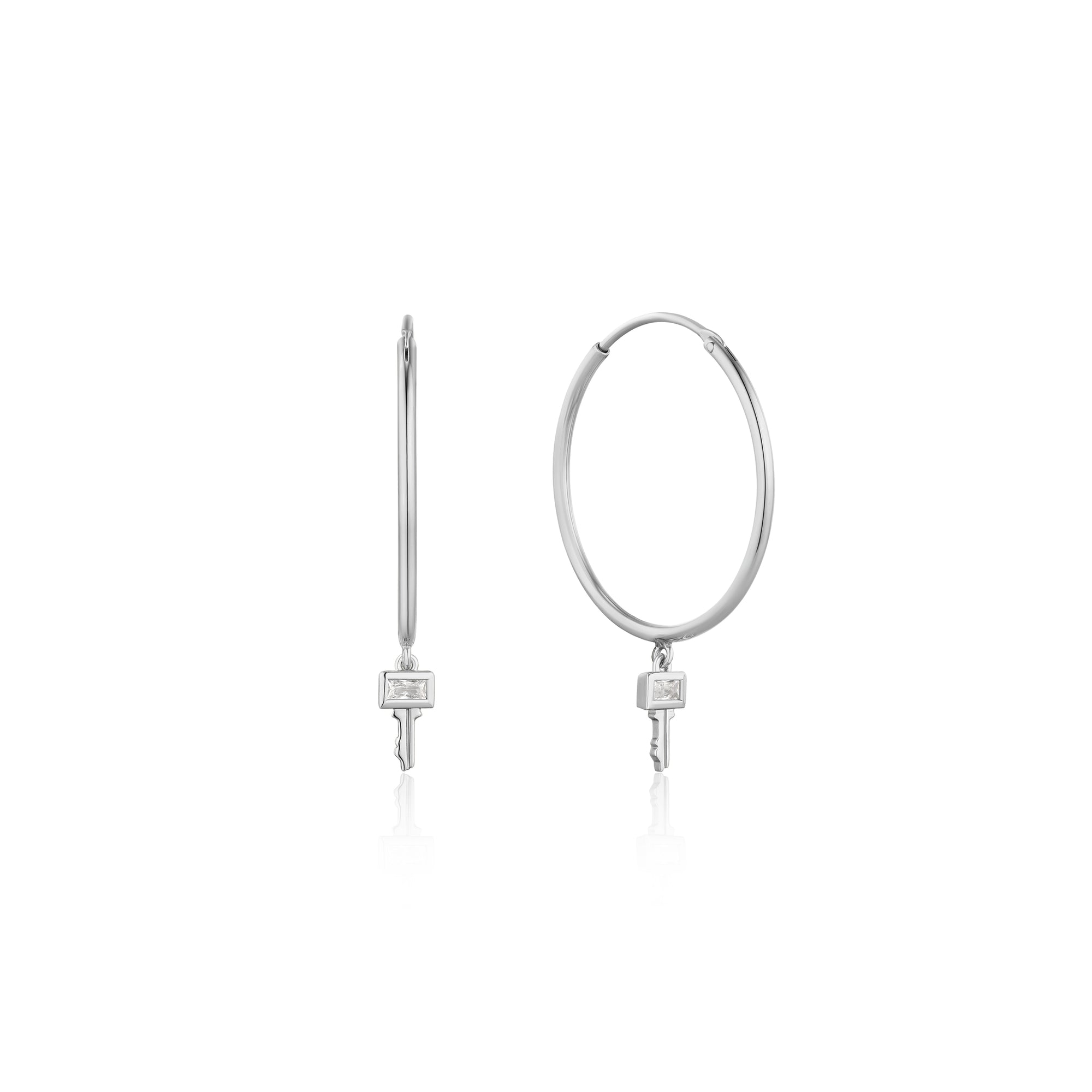 ANIA HAIE ANIA HAIE - Silver Key Hoop Earrings available at The Good Life Boutique