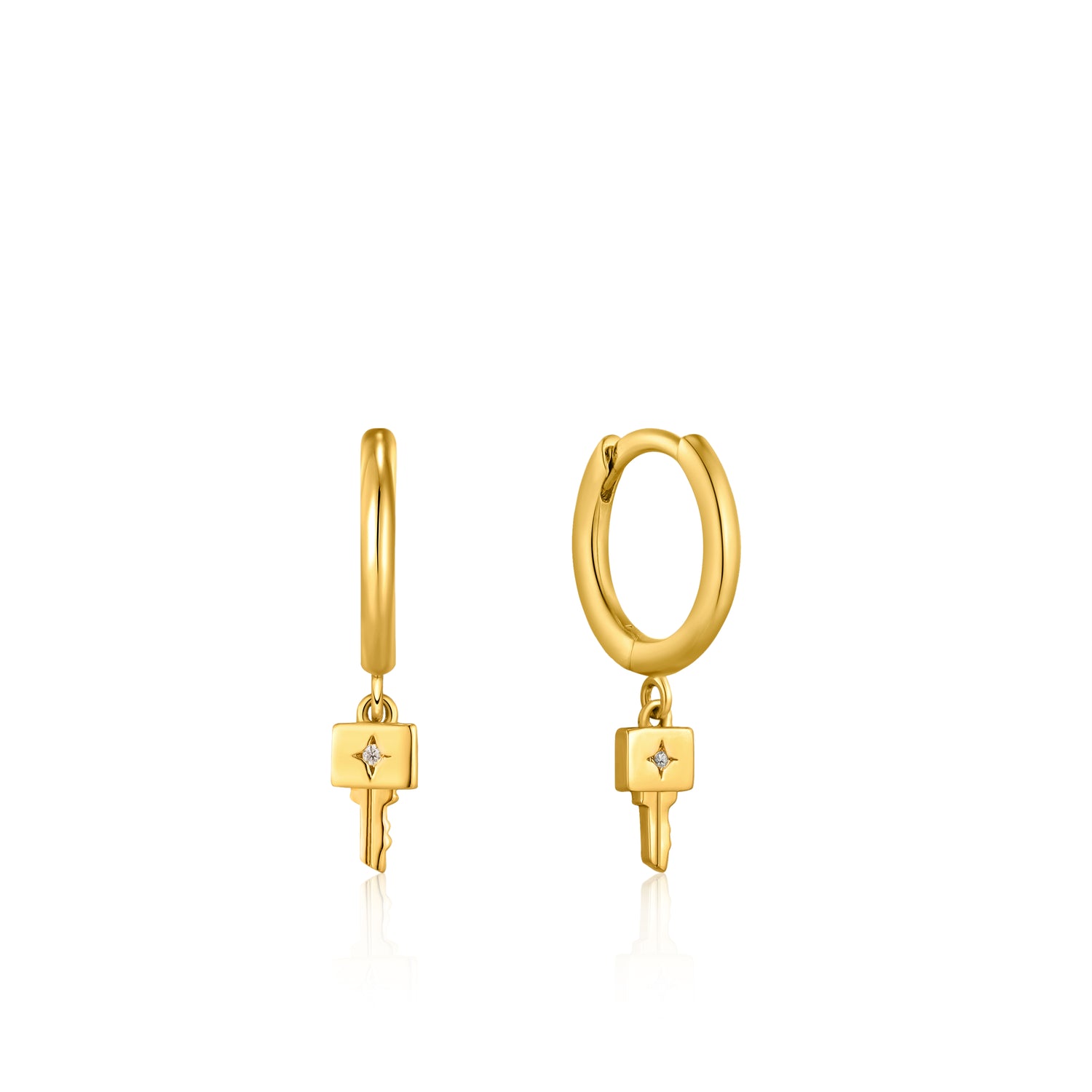 ANIA HAIE ANIE HAIE - Gold Key Huggie Hoop Earrings available at The Good Life Boutique