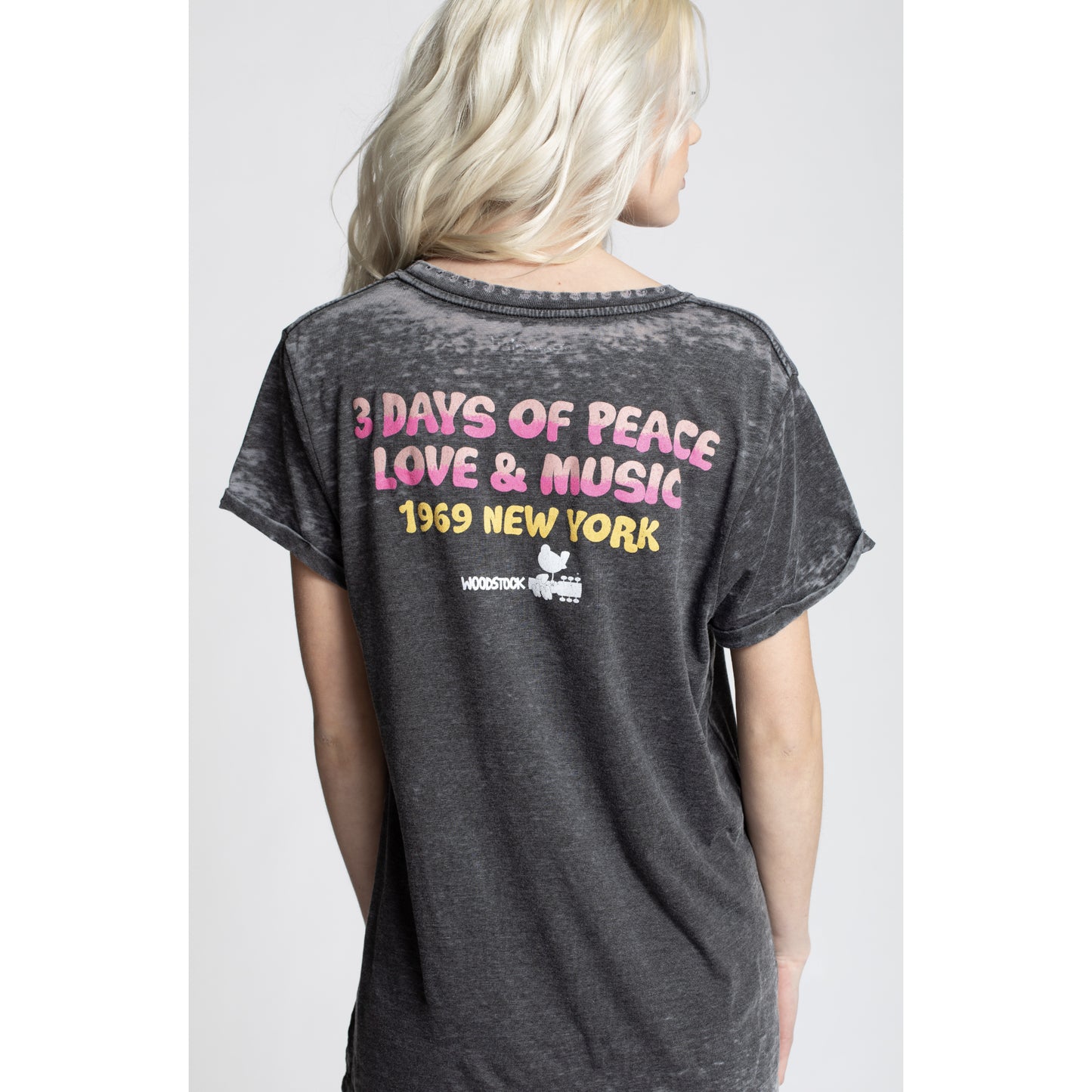 Recycled Karma Woodstock Peace Love & Music Burnout Tee available at The Good Life Boutique