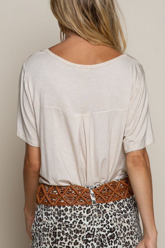 POL Clothing Taco Tuesdays Top - Almond Print available at The Good Life Boutique