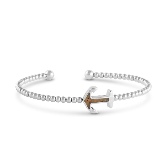 Dune Jewelry Dune Jewelry - Beaded Cuff Bracelet - Anchor - Silver available at The Good Life Boutique