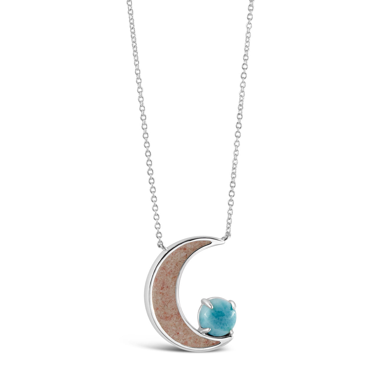Dune Jewelry Dune Jewelry - Blue Moon Stationary Necklace - Larimar & LBI Sand/Shells - S/S available at The Good Life Boutique
