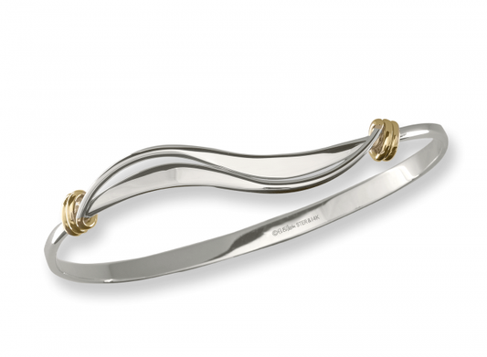 Ed Levin E.L. Designs (Formerly Ed Levin) - Wave Bracelet S/S W/14K Wrap-LM available at The Good Life Boutique