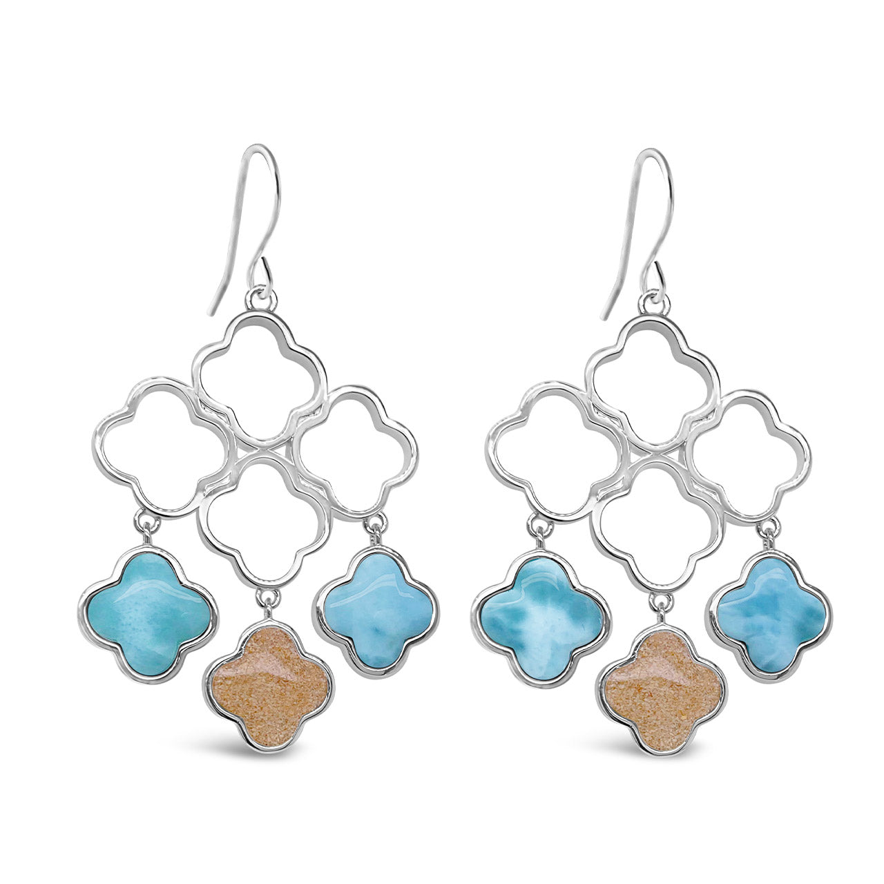 Dune Jewelry Dune Jewelry - Vanessa Earrings  - Larimar & LBI Sand/Shells S/S available at The Good Life Boutique