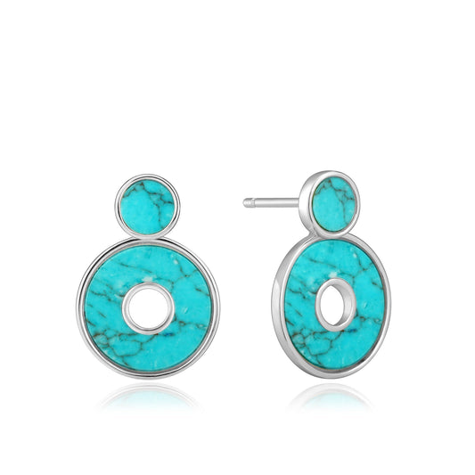 ANIA HAIE ANIA HAIE - Silver Turquoise Disc Ear Jackets available at The Good Life Boutique