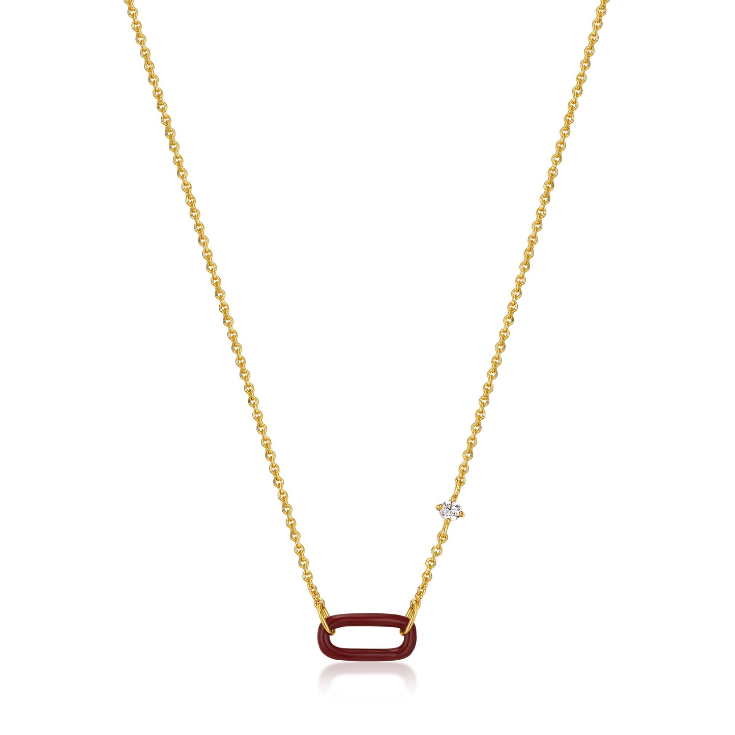ANIA HAIE ANIA HAIE - Claret Red Enamel Gold Link Necklace available at The Good Life Boutique