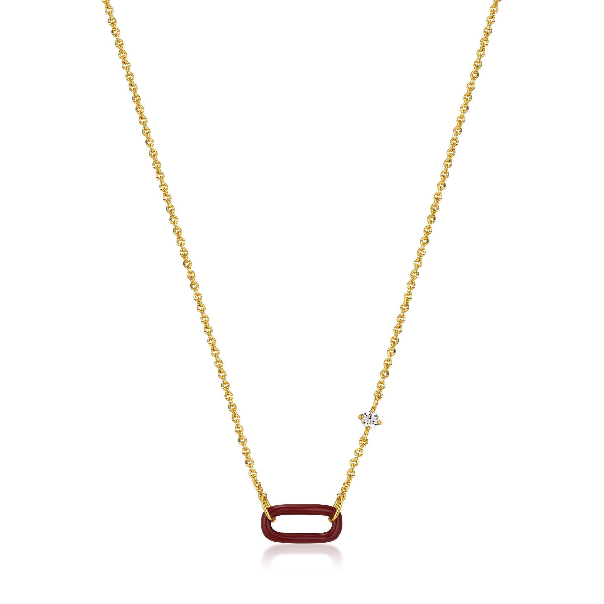 ANIA HAIE ANIA HAIE - Claret Red Enamel Gold Link Necklace available at The Good Life Boutique