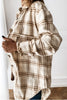 THEFREEYOGA Flannel Plaid Print Shacket - Brown/White available at The Good Life Boutique