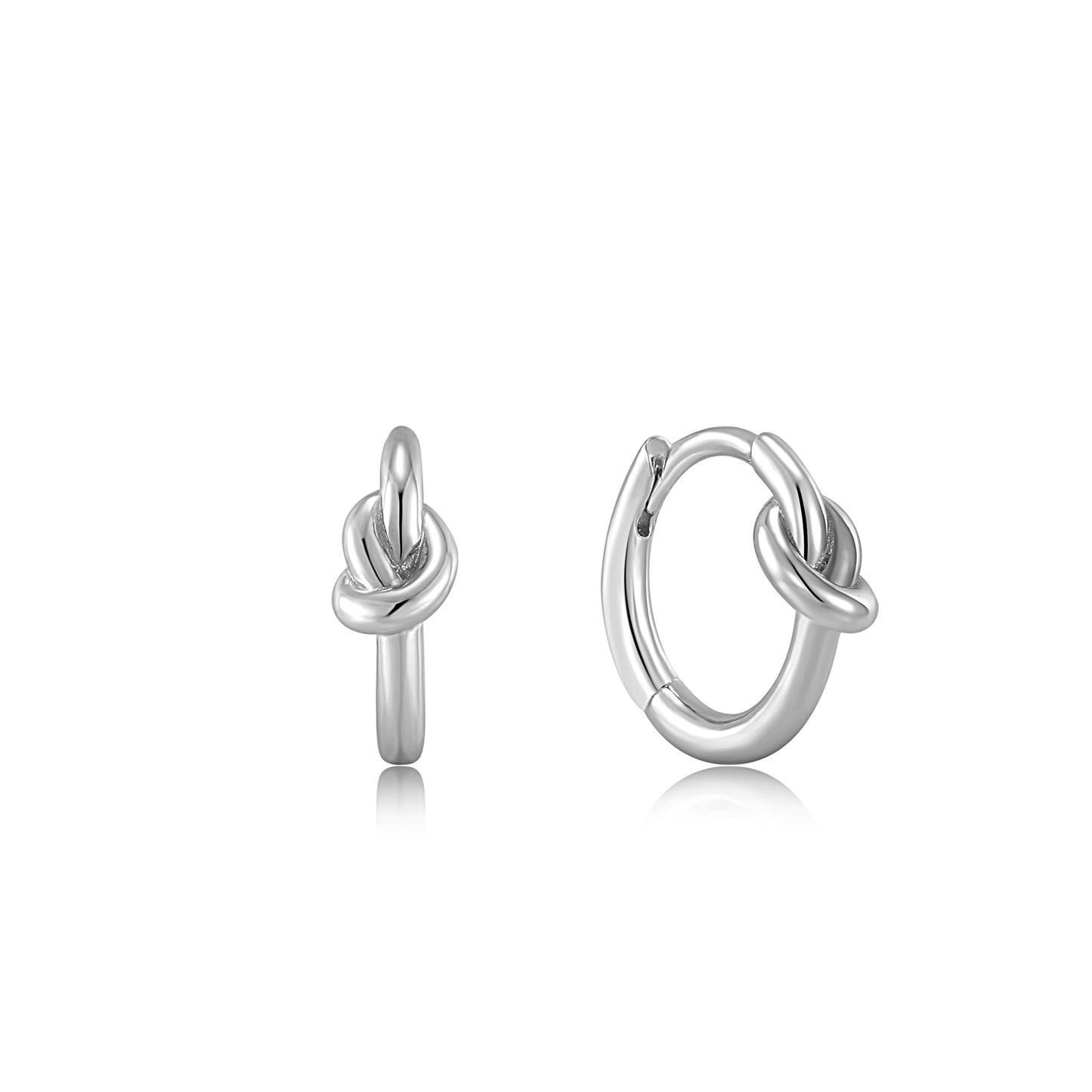 ANIA HAIE ANIA HAIE - Silver  Knot Huggie Hoop Earrings available at The Good Life Boutique