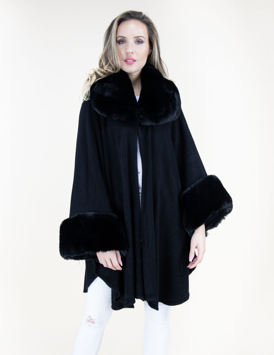 Faux fur black on sale cape