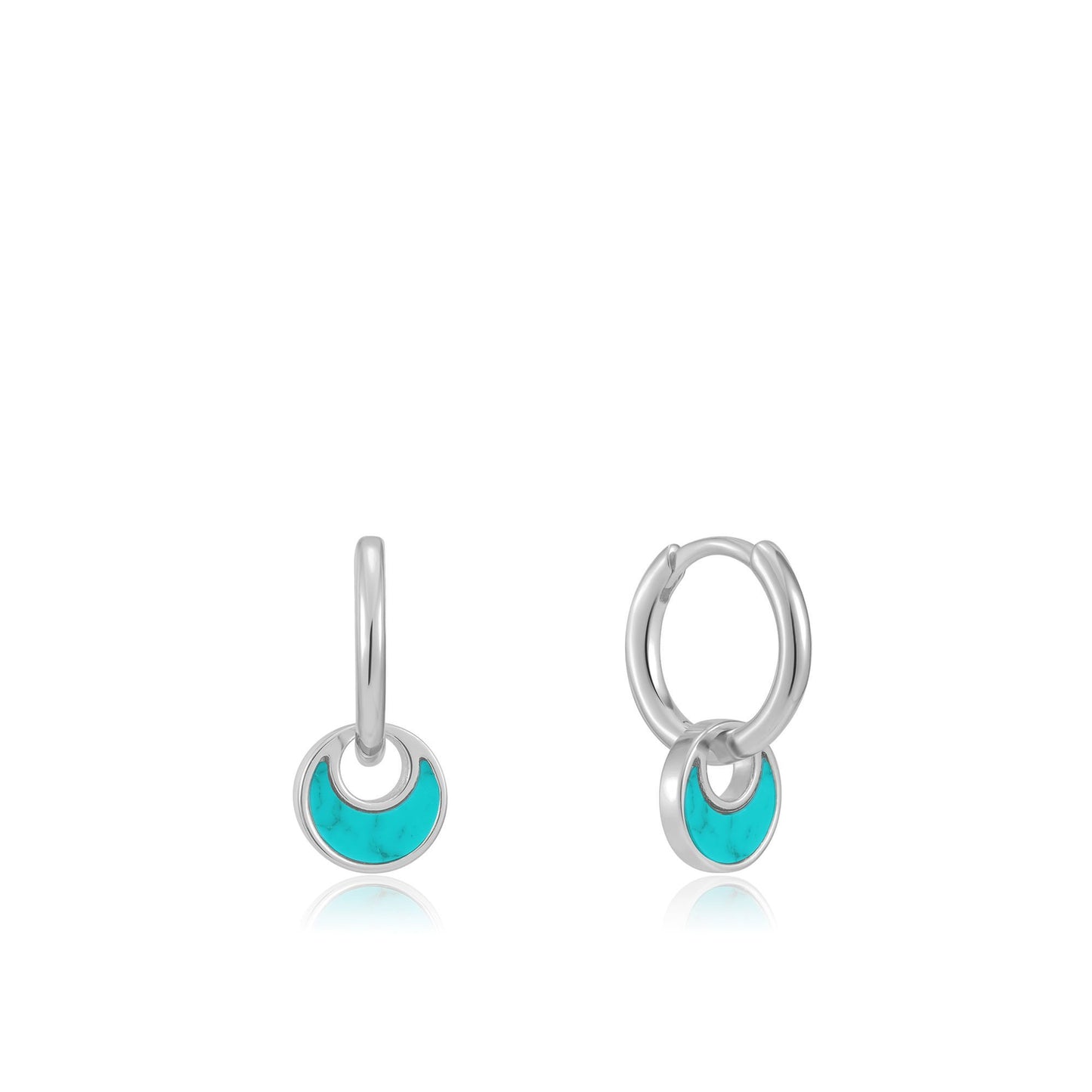 ANIA HAIE ANIA HAIE - Silver Tidal Turquoise Crescent Huggie Hoops available at The Good Life Boutique