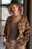 POL Clothing Abstract Flower Knit Cardigan - Choco/Latte available at The Good Life Boutique