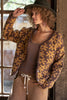 POL Clothing Abstract Flower Knit Cardigan - Choco/Latte available at The Good Life Boutique
