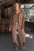 POL Clothing Abstract Flower Knit Cardigan - Choco/Latte available at The Good Life Boutique