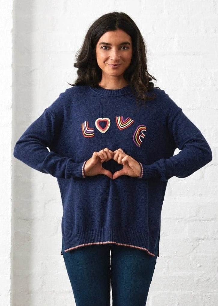 Zaket & Plover Zaket & Plover - Full Of Love Sweater - Denim Combo available at The Good Life Boutique