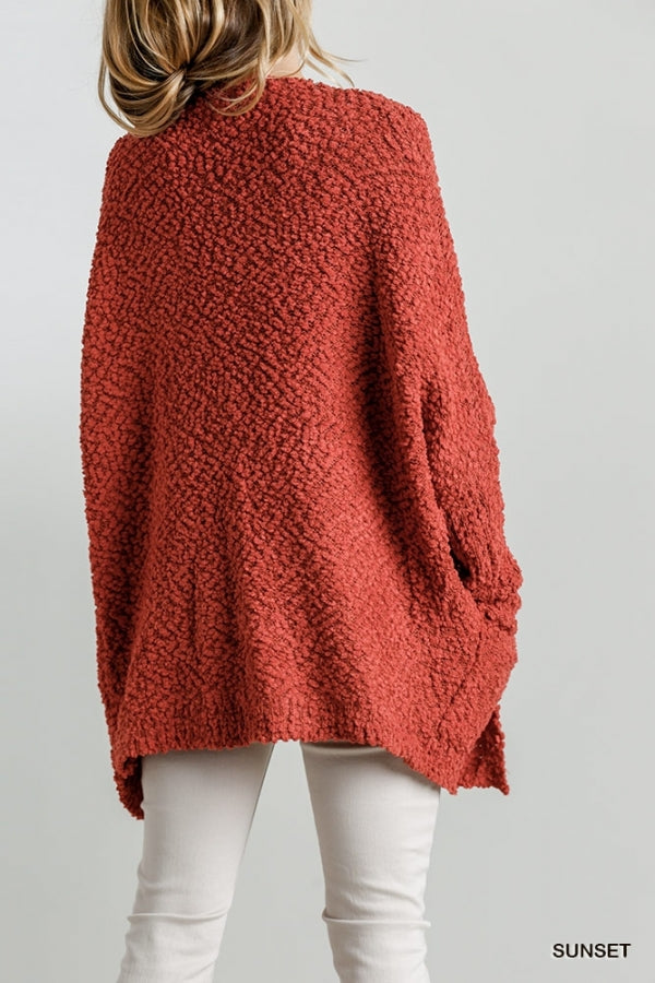 Umgee USA, Inc. Open Front Oversized Cardigan Sweater with Pockets - Sunset available at The Good Life Boutique