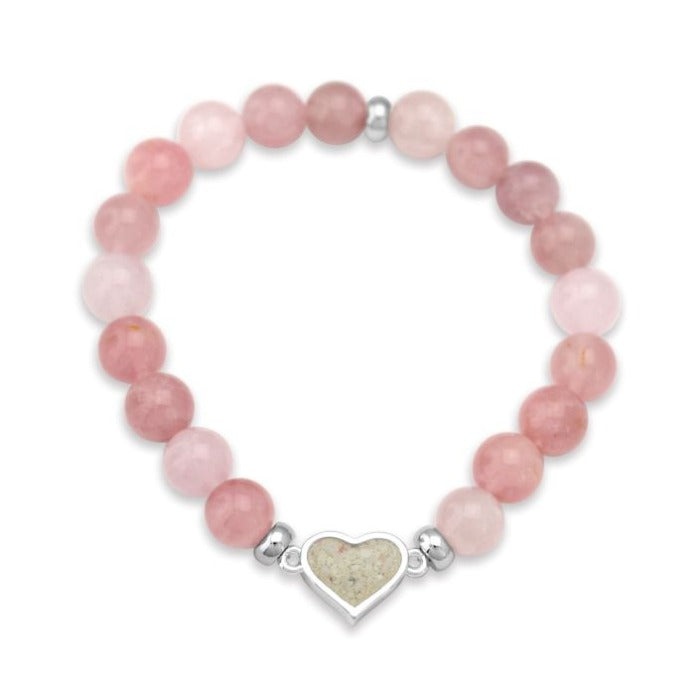 Dune Jewelry Dune Jewelry - Heart Beaded Bracelet - Rose Quartz - LBI Sand available at The Good Life Boutique