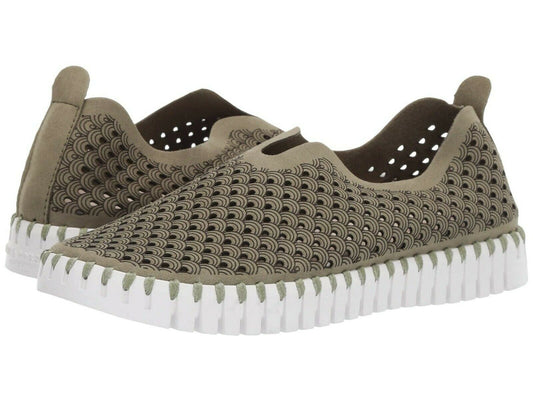 Lines of Denmark Ilse Jacobsen Tulip Slip-On With White Sole - Army available at The Good Life Boutique